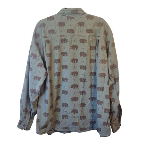 Woolrich Men's Olive Green Bear Button Down Shirt Size XL - Picture 2 of 6